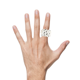 Sterling silver Nugget Ring for men featuring textured, chunky design, crafted by Solomon Jewelers.