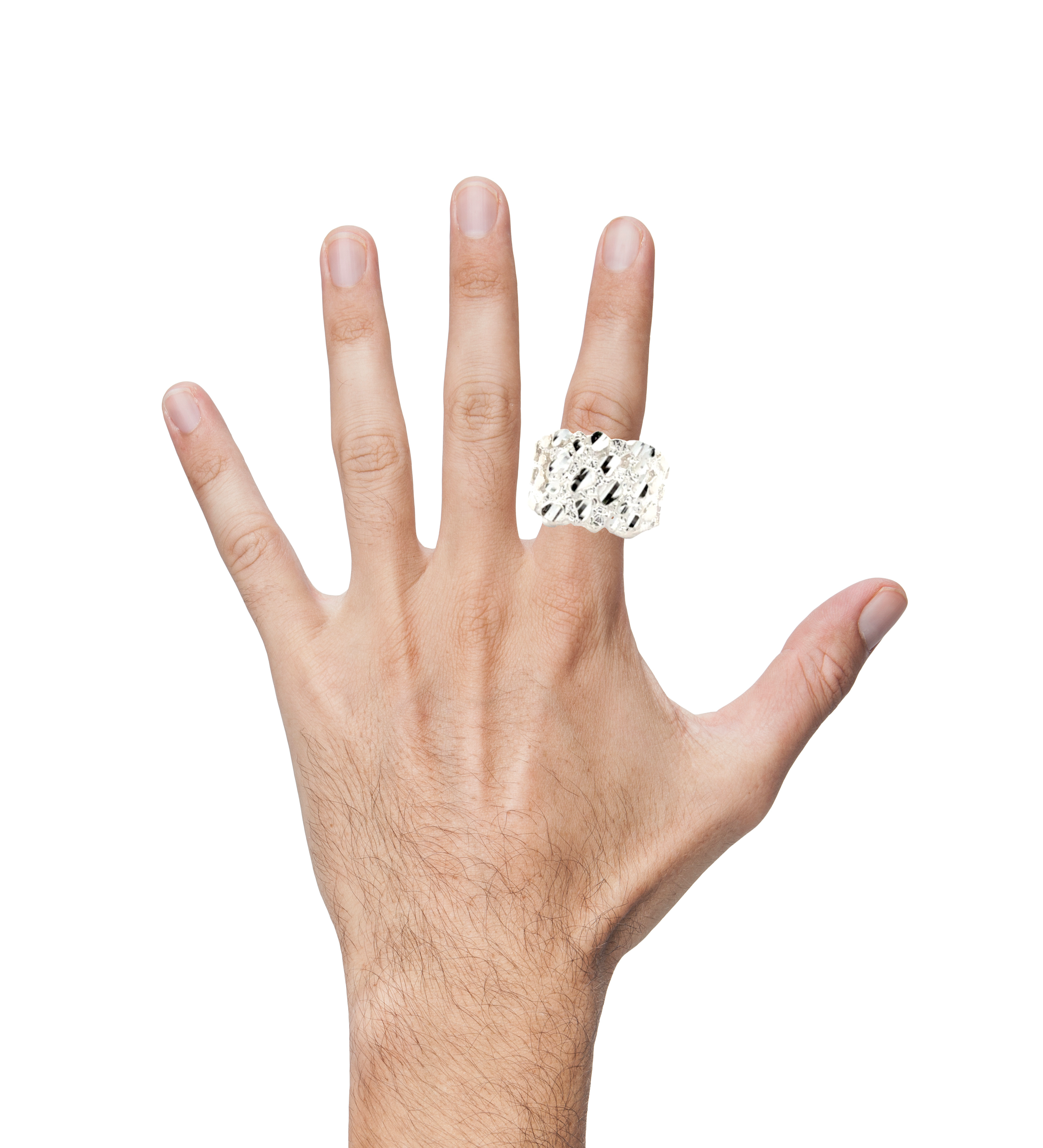 Sterling silver Nugget Ring for men featuring textured, chunky design, crafted by Solomon Jewelers.