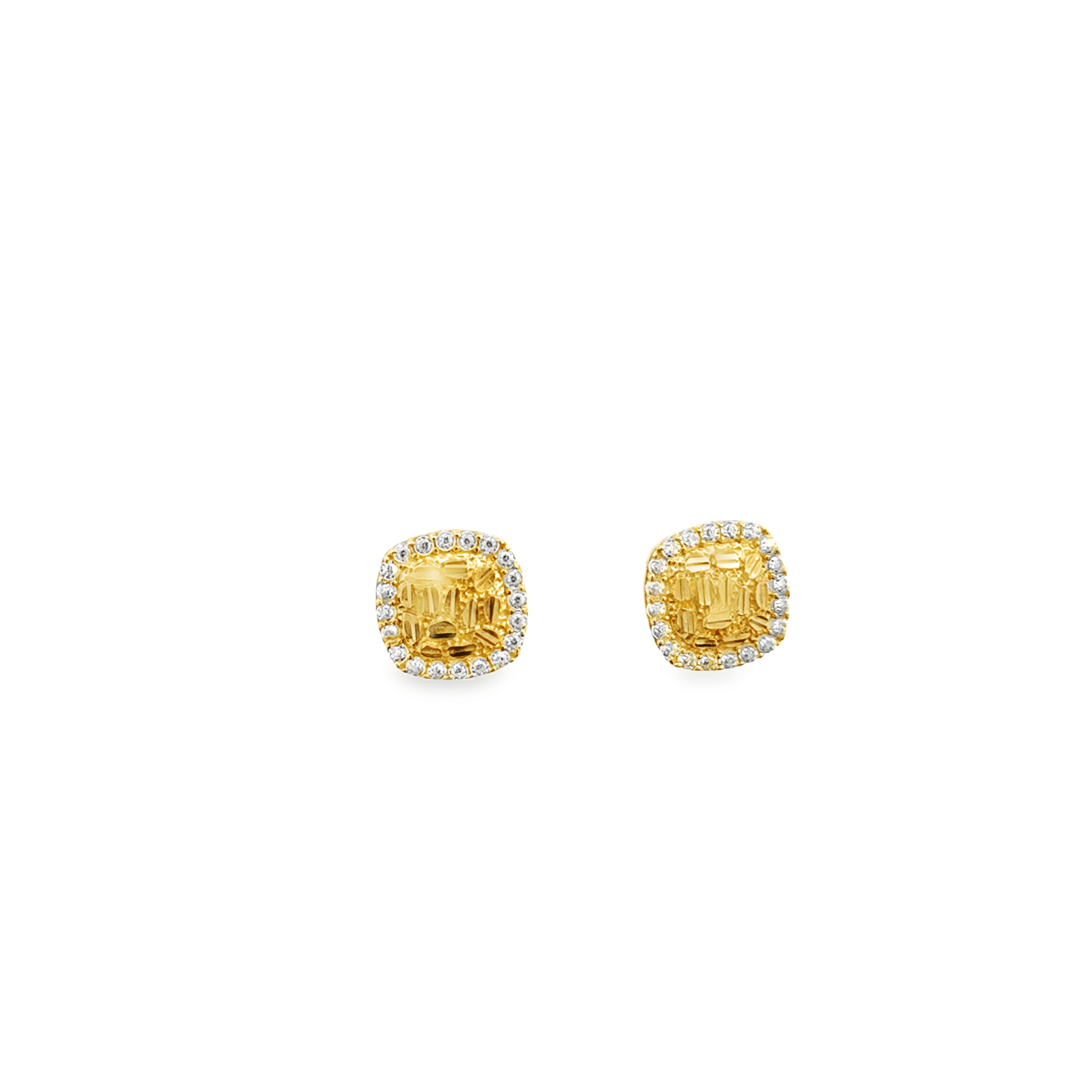 10 Karat Yellow Gold Square Nugget Earrings - Solomon Jewelers