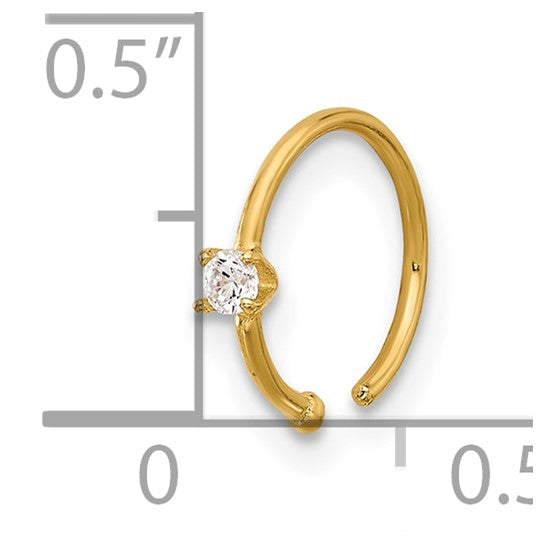 yellow gold open hoop nose ring with polished finish
