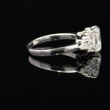 Oval Moissanite Silver Ring with Round and Marquise Side Clusters