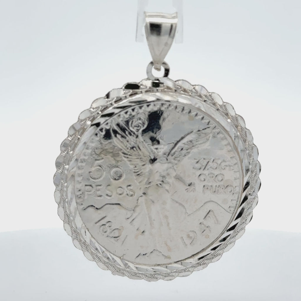 Sterling silver 50 peso centenario coin pendant.