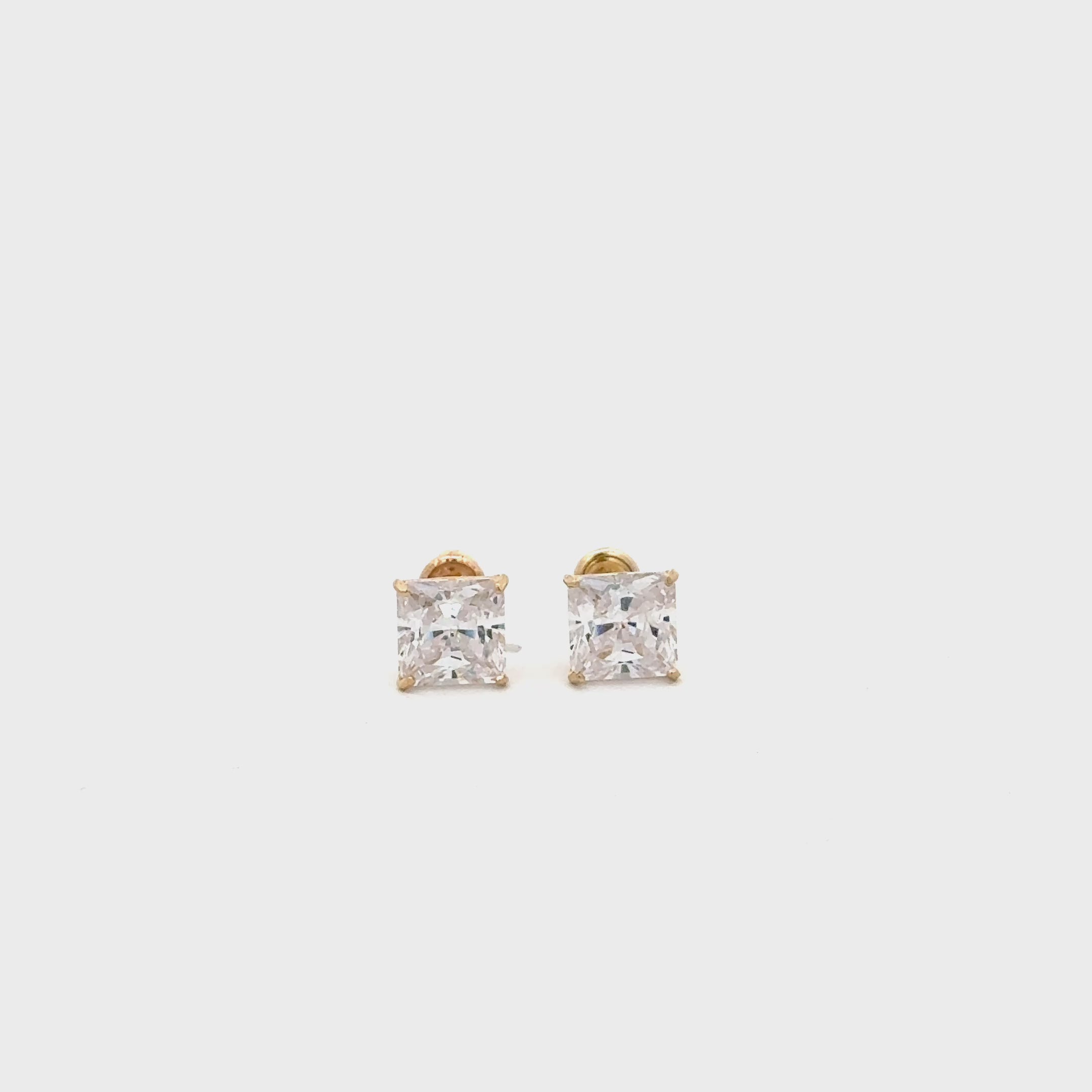 14 karat princess cut stud earrings