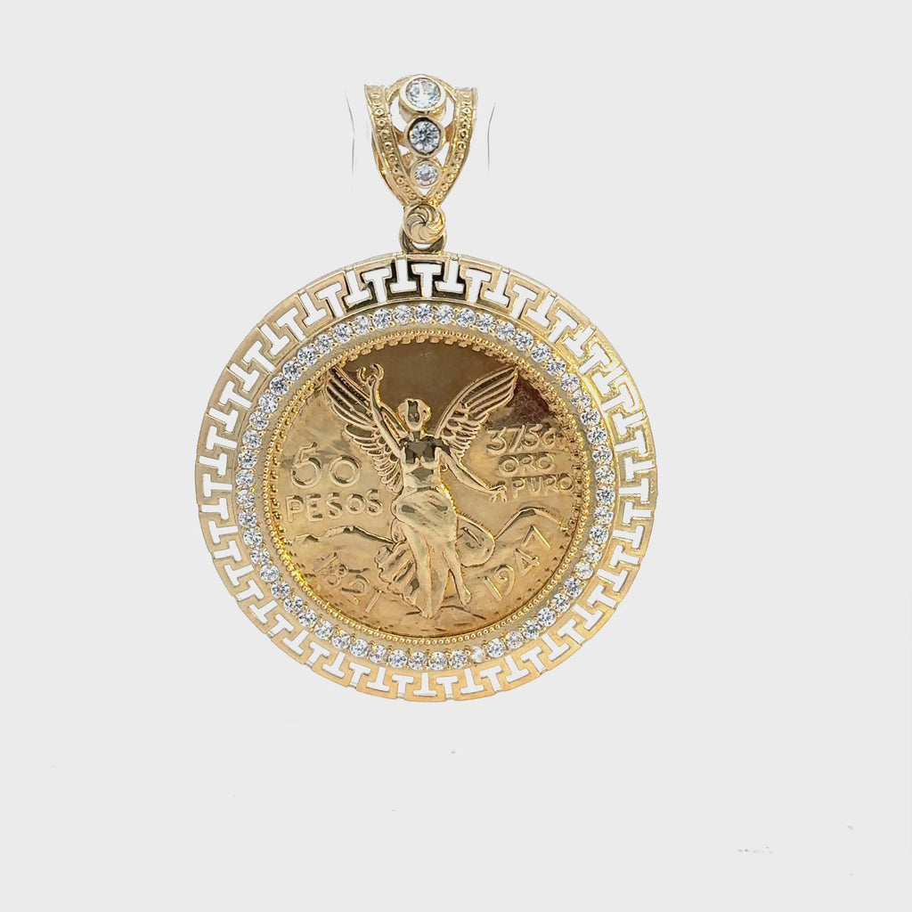 50 peso centenario coin in 10karat yellow gold.
