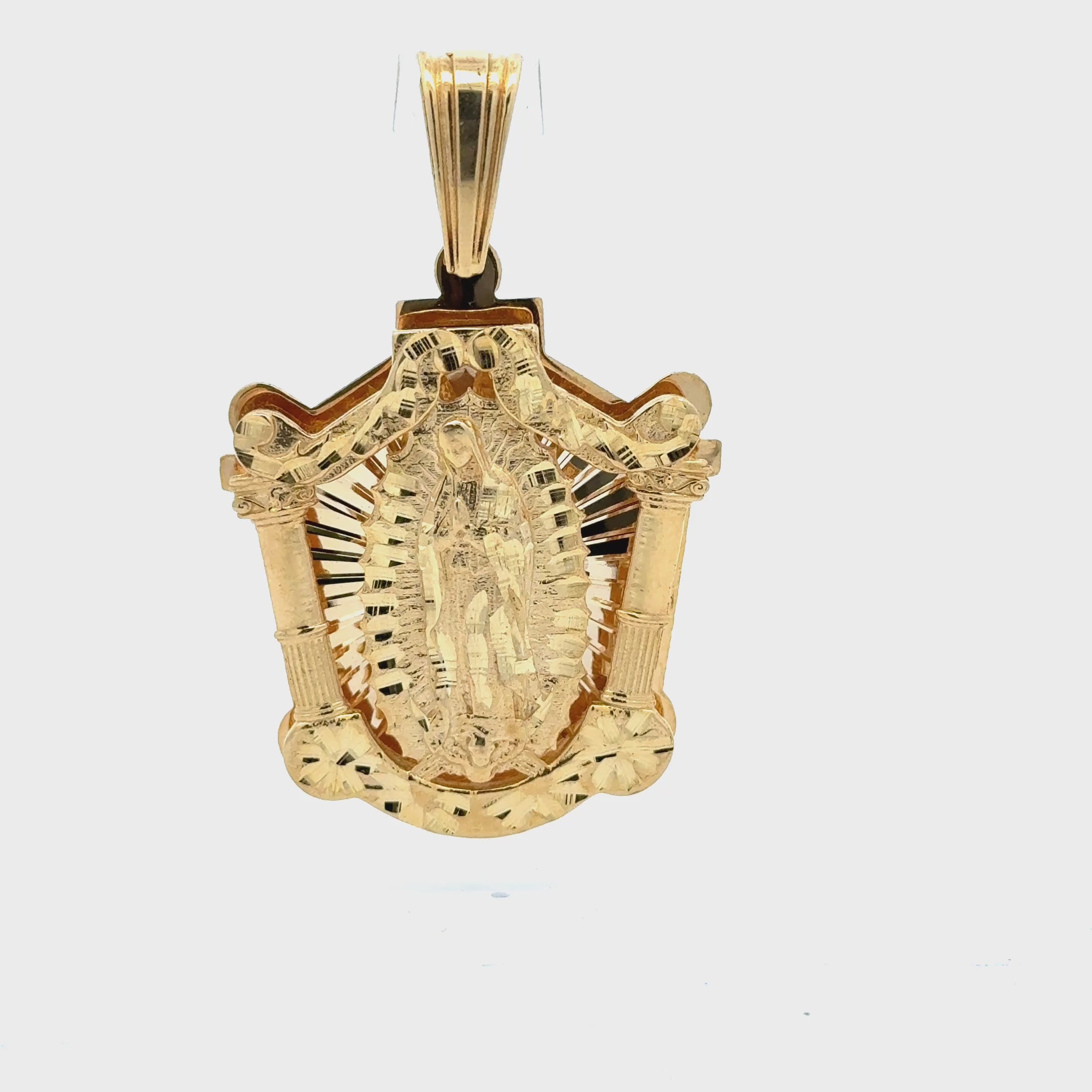 Yellow Gold Solid Virgin Mary Pendant