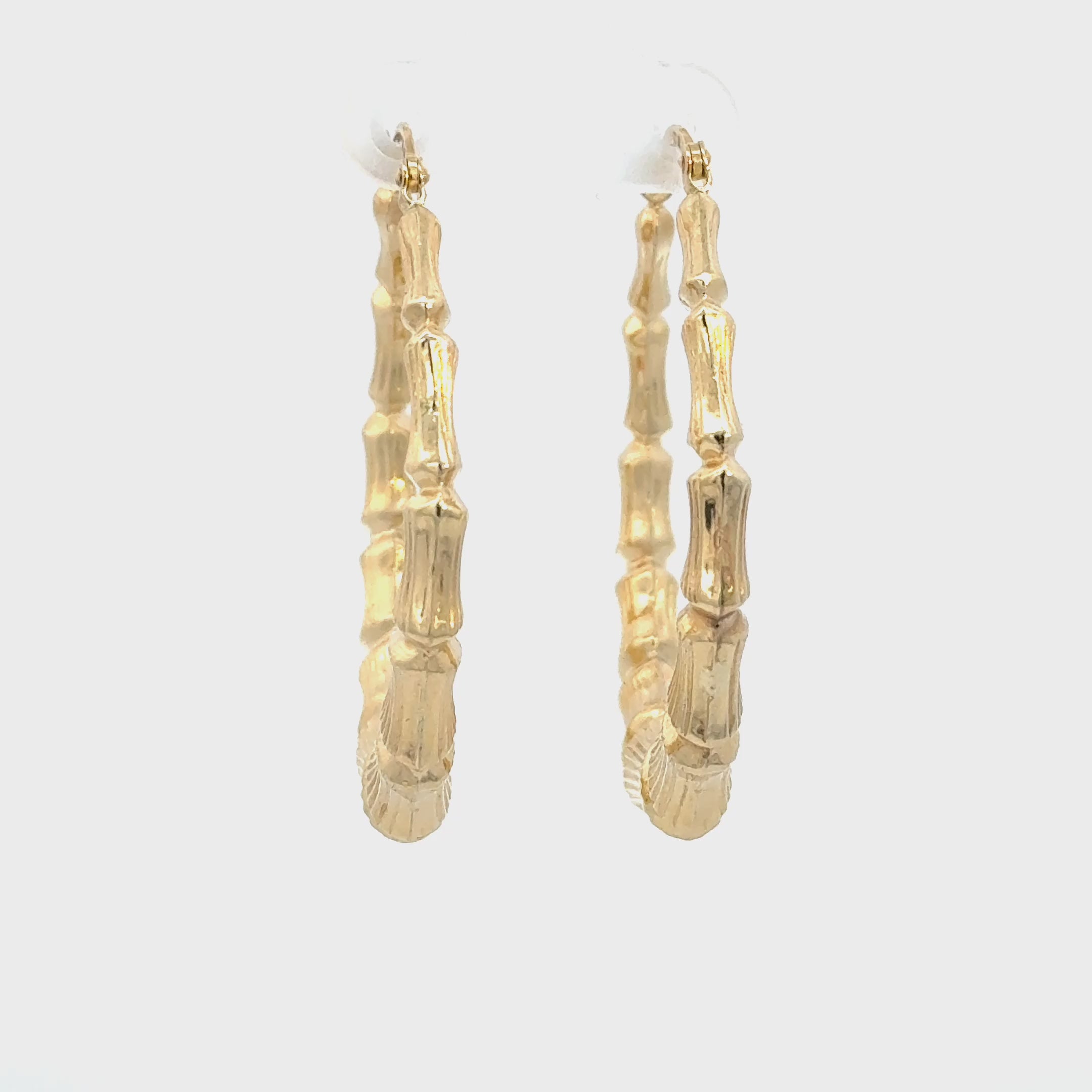 Bamboo Hoop Earrings in 10karat and 14 Karat Gold- Solomon Jewelers Wichita Kansas