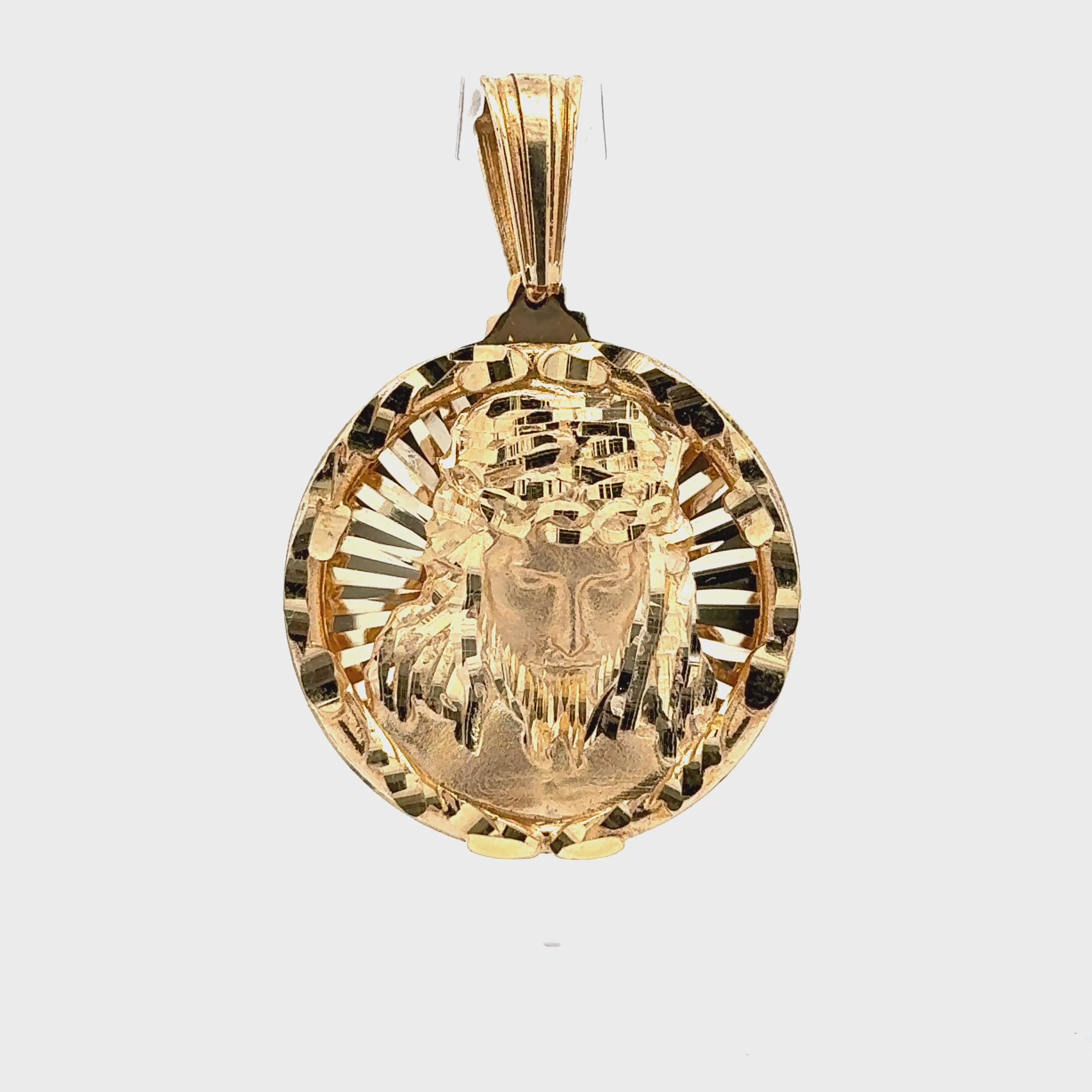 Yellow gold solid jesus pendant.