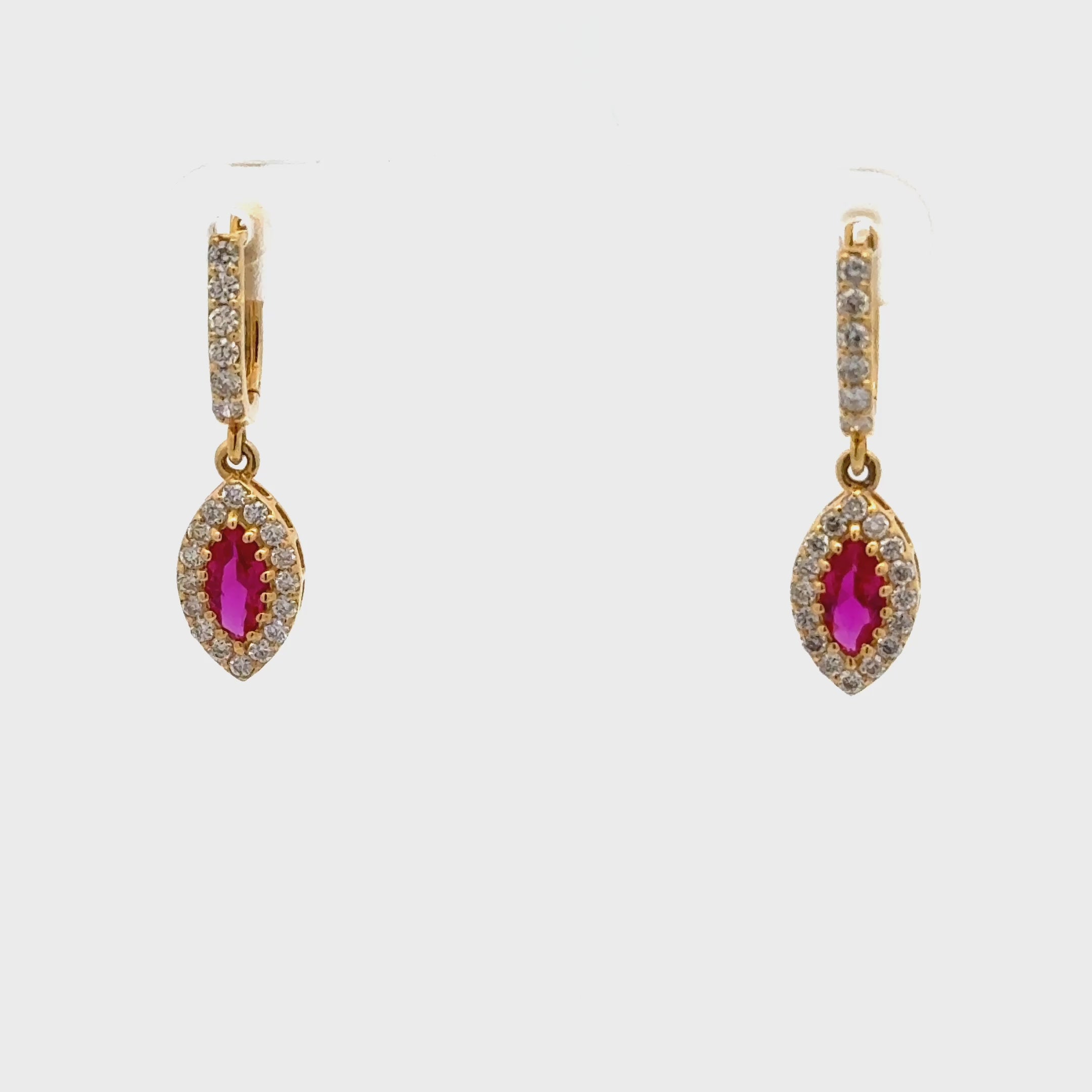 Gold Ruby and Diamond Marquise Drop Earrings – Solomon Jeweler
