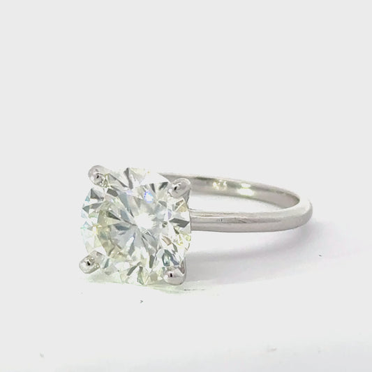Round Moissanite Solitaire Ring 14K White Gold 3 Carat Diamond Equivalent Weight