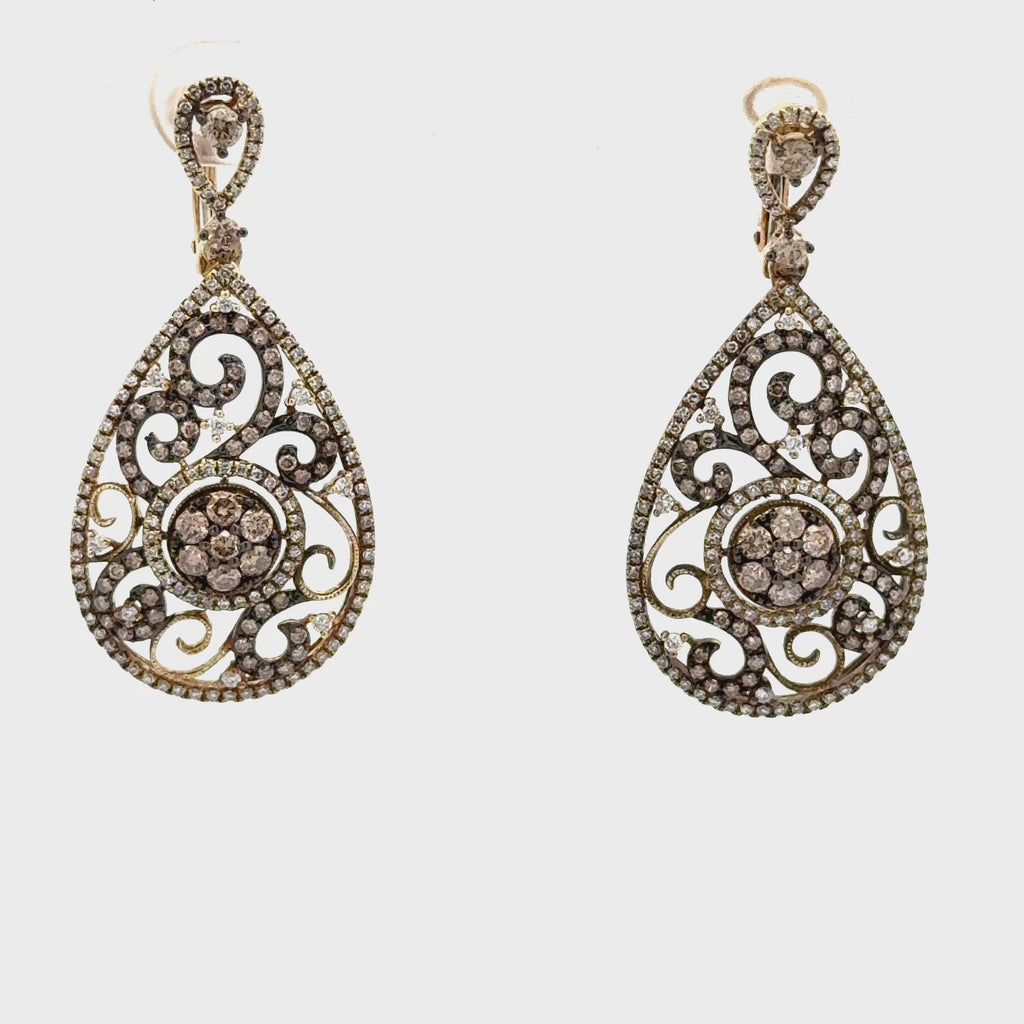 Artistic Filigree Diamond Teardrop Jewelry 14K Gold