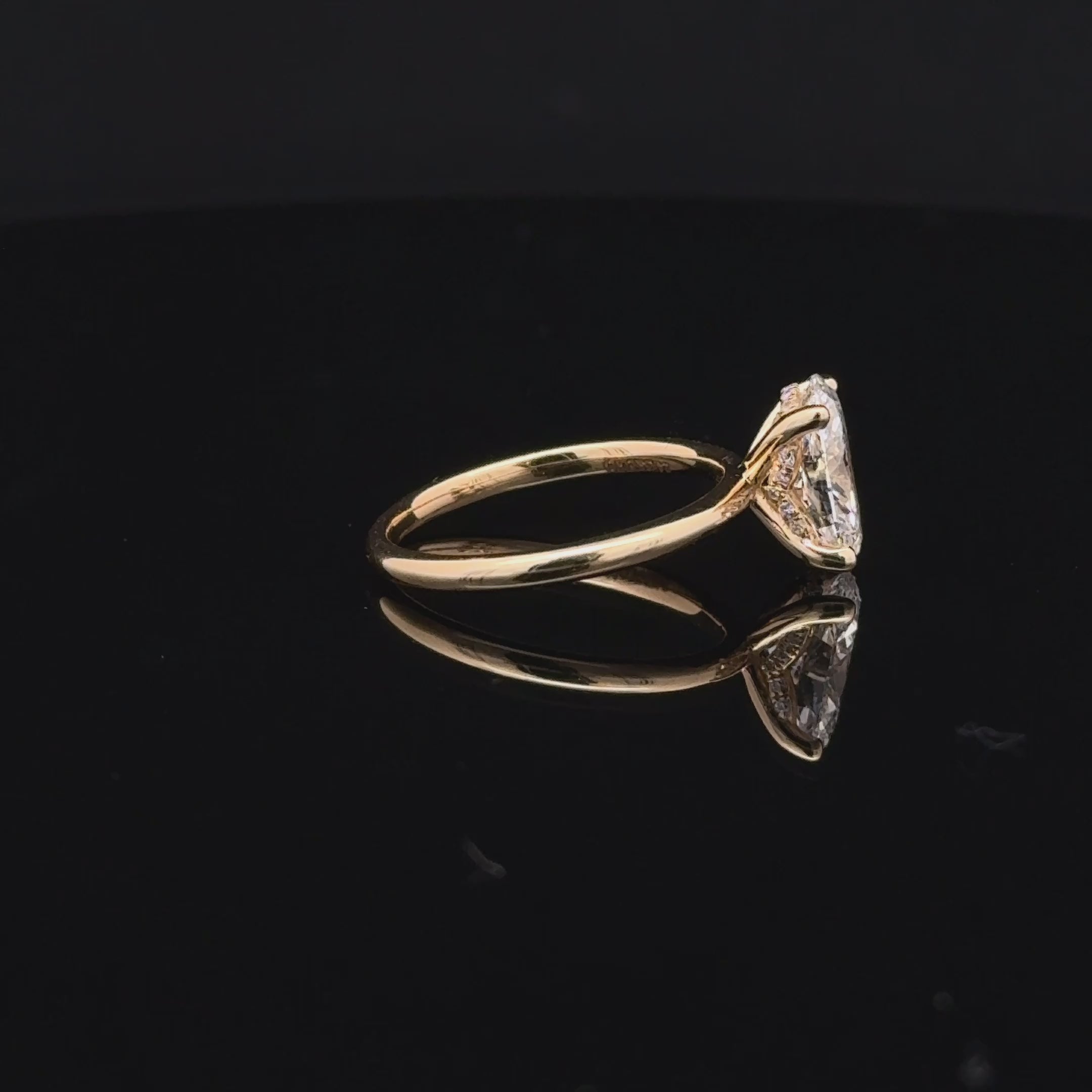Oval Cut Hidden Halo Diamond Ring