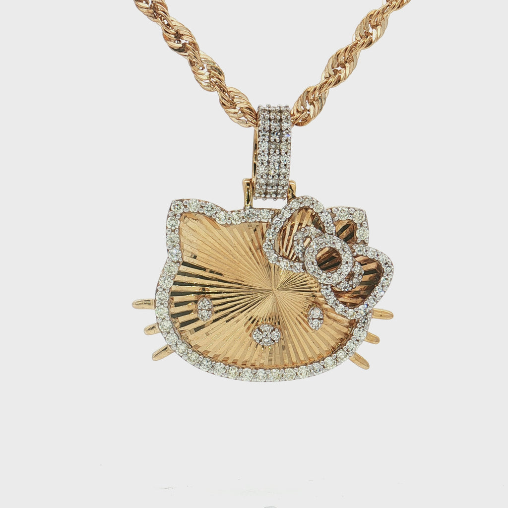 Luxury 10Karat Gold and Diamond Hello Kitty character pendant