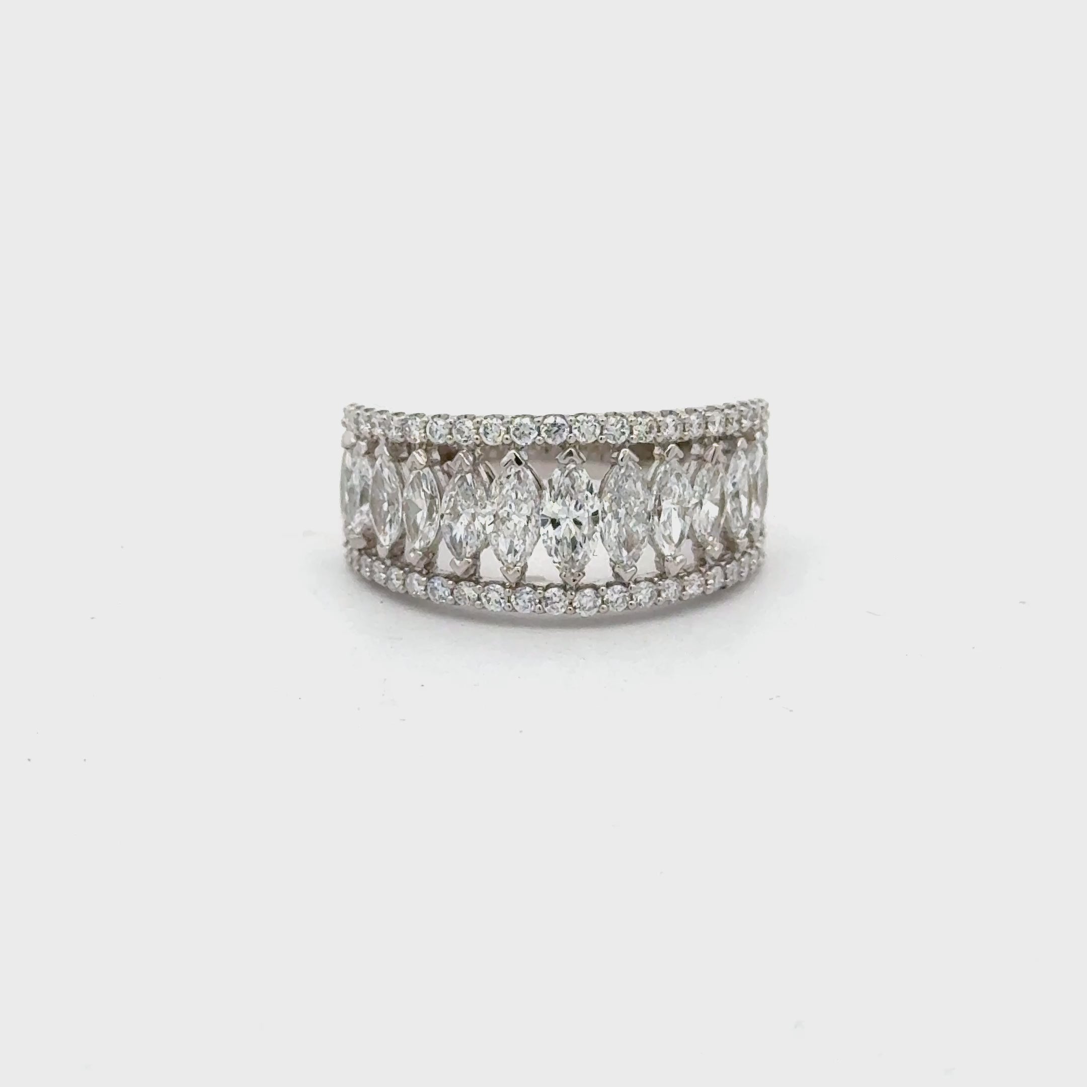 14K Gold Marquise & Round Diamond Band