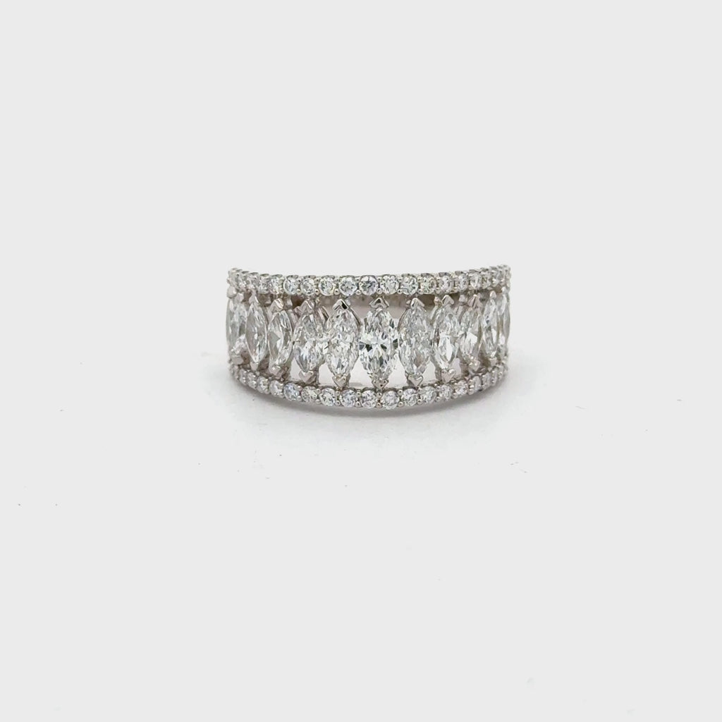 14K Gold Marquise & Round Diamond Band