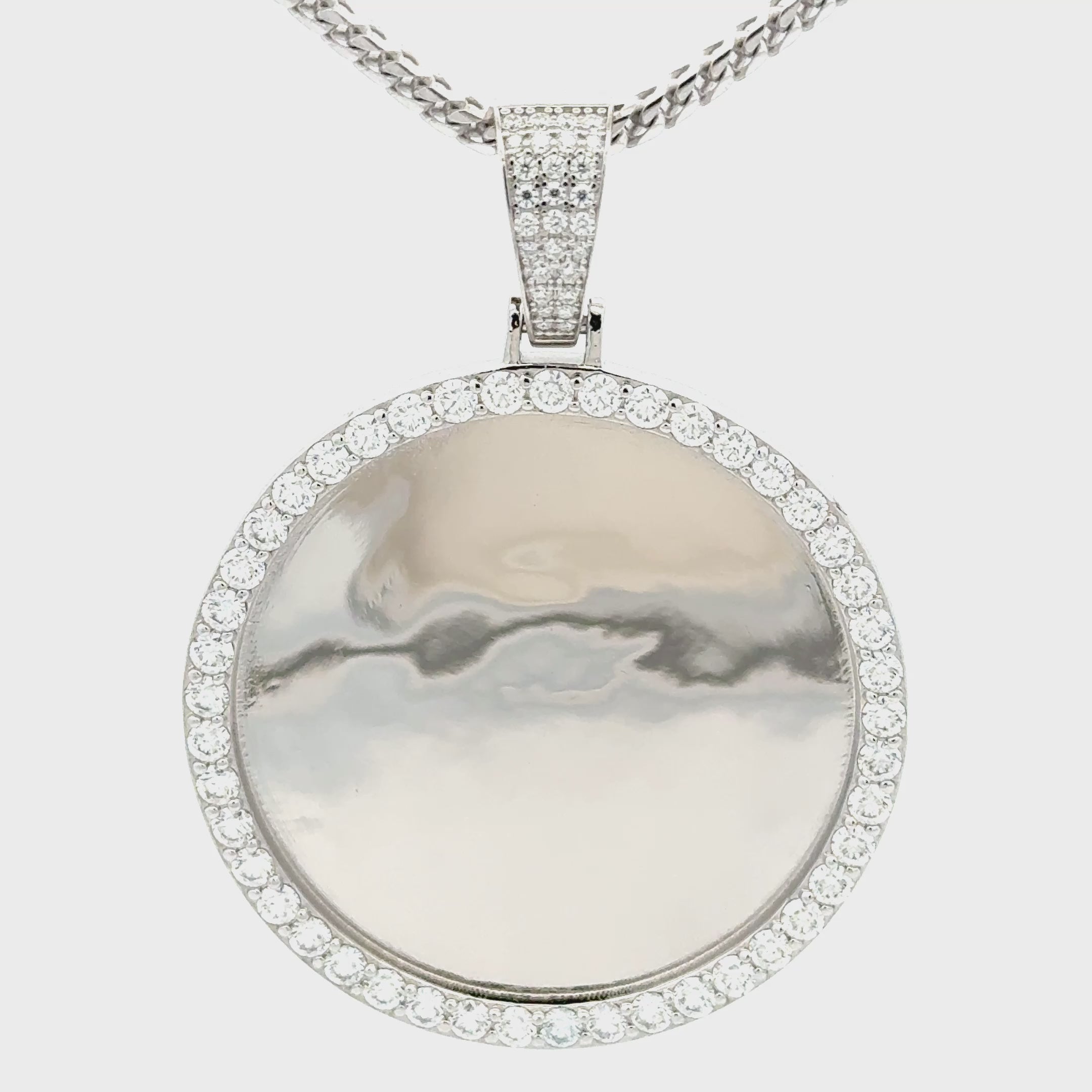 Sterling silver moissanite picture pendant. Available in different sizes.