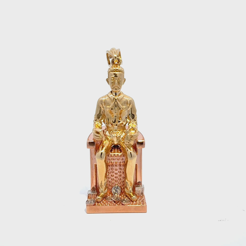 Jesus Malverde Two-tone Gold Pendant. Solomon Jeweler Kansas