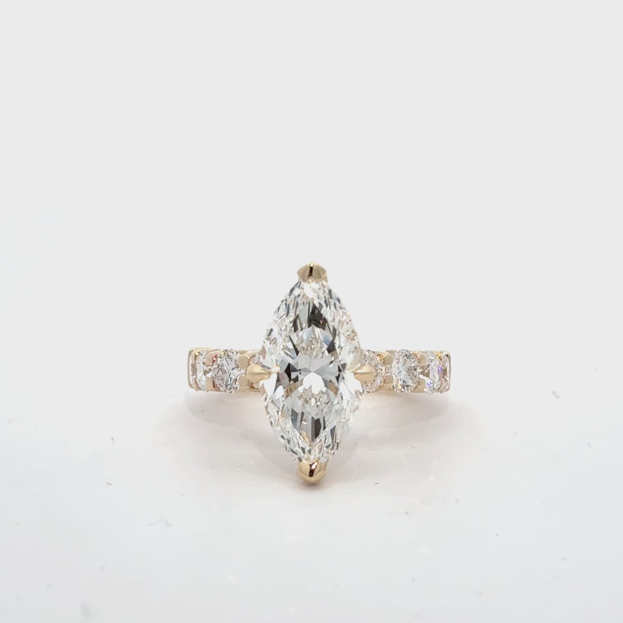 Marquise-cut lab-grown diamond engagement ring in 14K gold