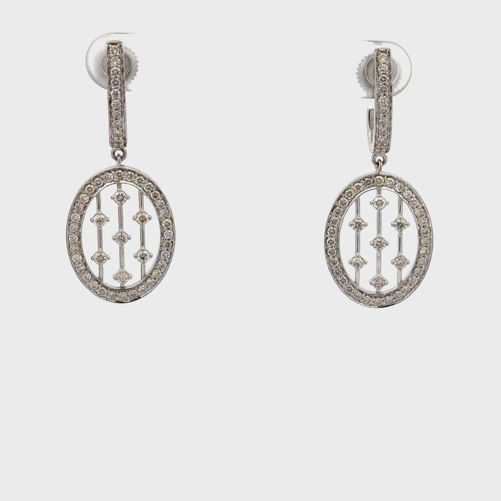Modern Vertical Line Diamond Earrings 14K Gold