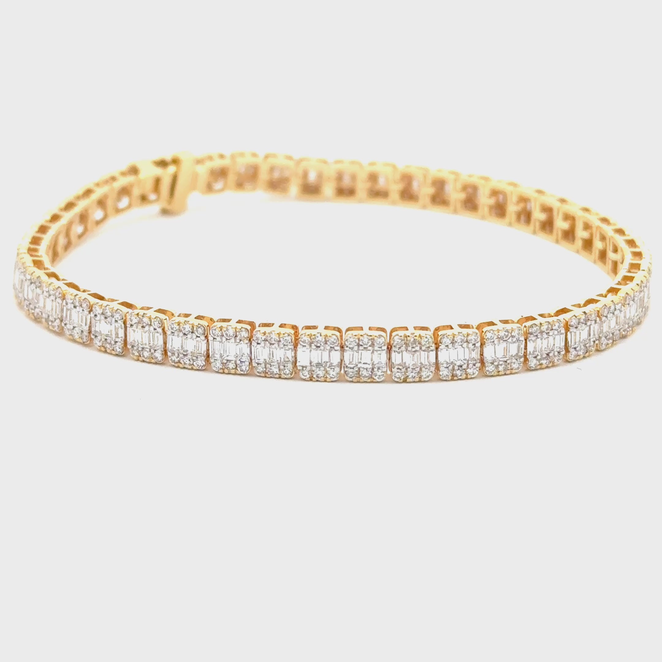 10 karat gold round and baguette lab diamond tennis bracelet