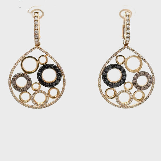 Video of Luxury Multi-Tone Diamond Drop Earrings for Women