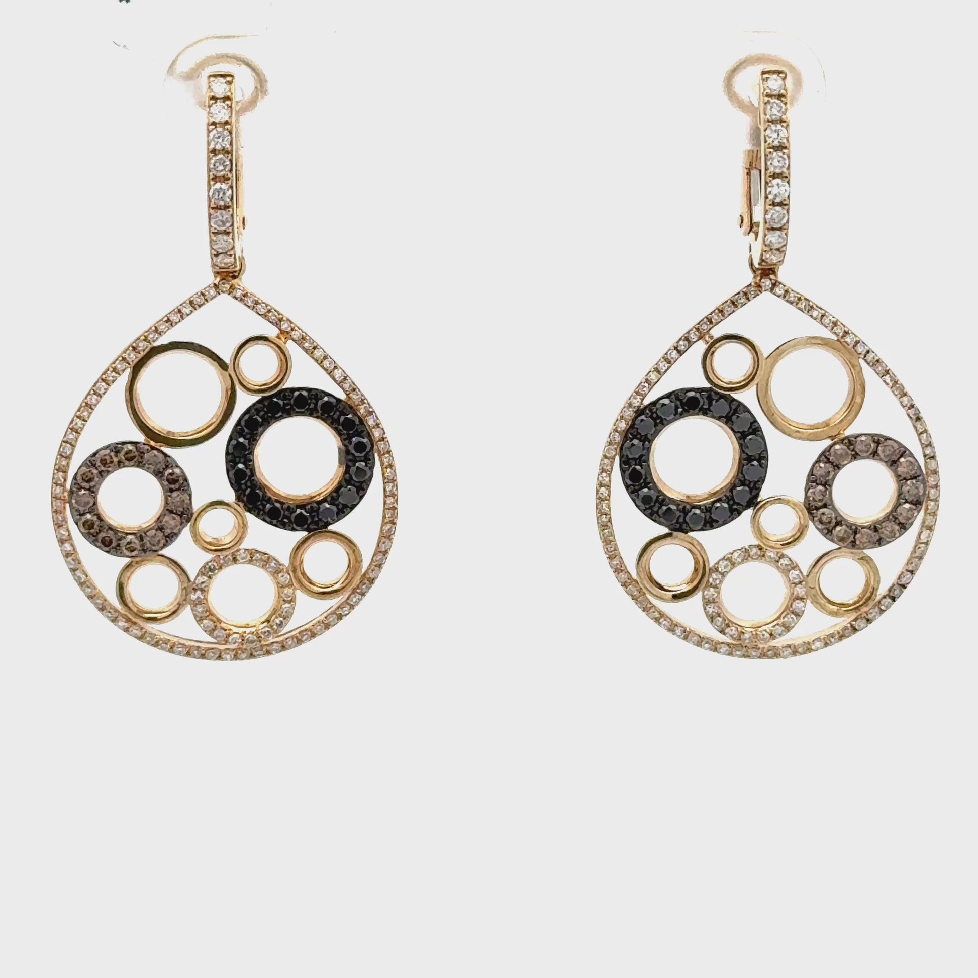 Video of Luxury Multi-Tone Diamond Drop Earrings for Women