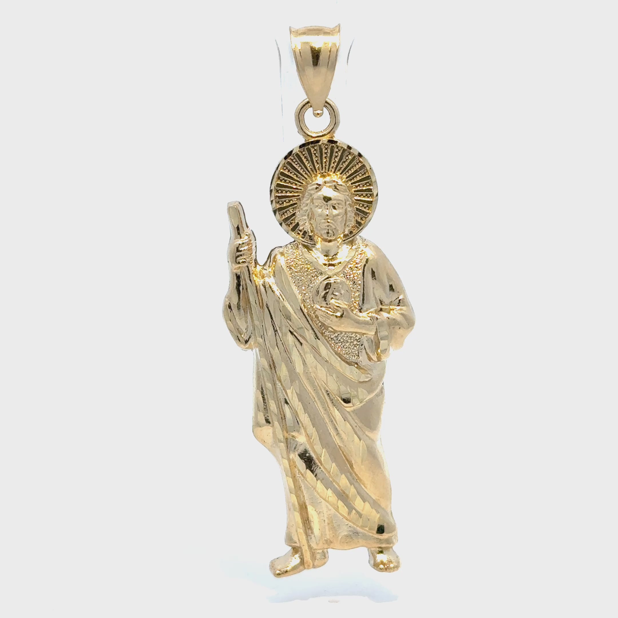 10karat Yellow Gold 3D Saint Jude Pendant. Solomon jeweler