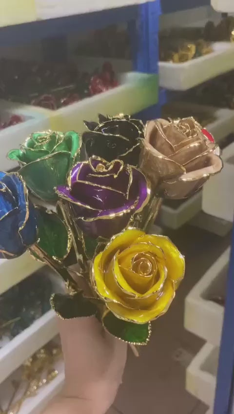 24K Gold Plated Real Rose Close-Up – Solomon Jeweler