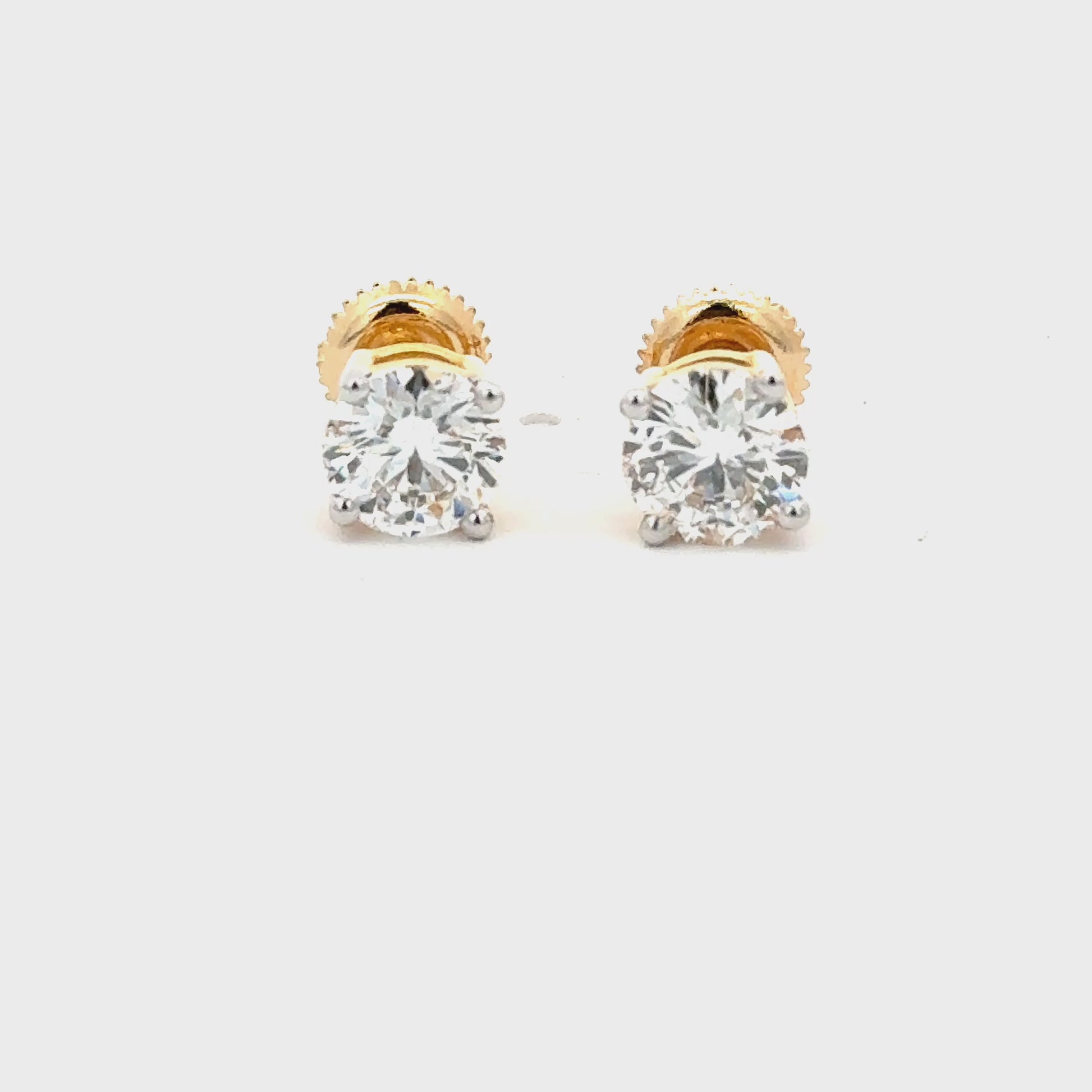 Round brilliant lab diamond stud earrings video