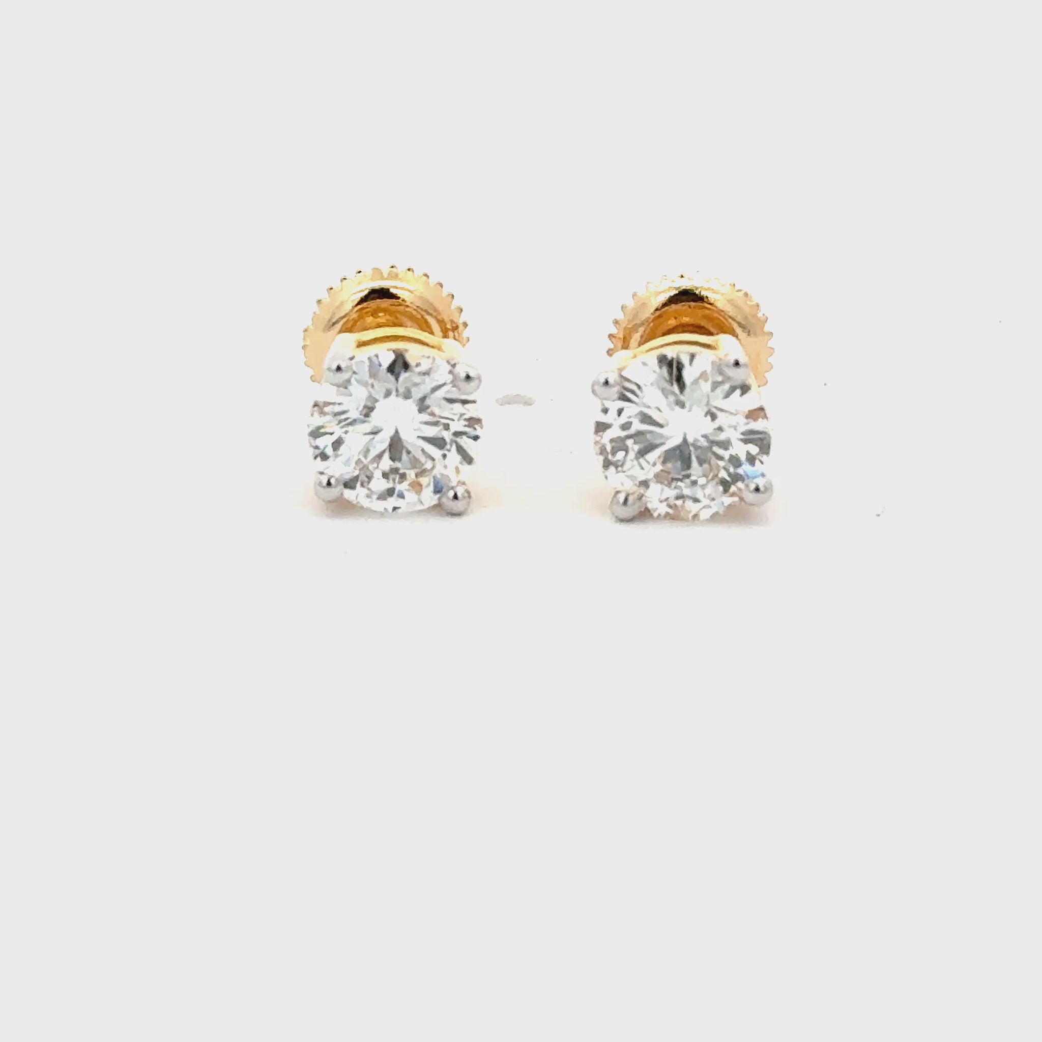Round brilliant lab diamond stud earrings video