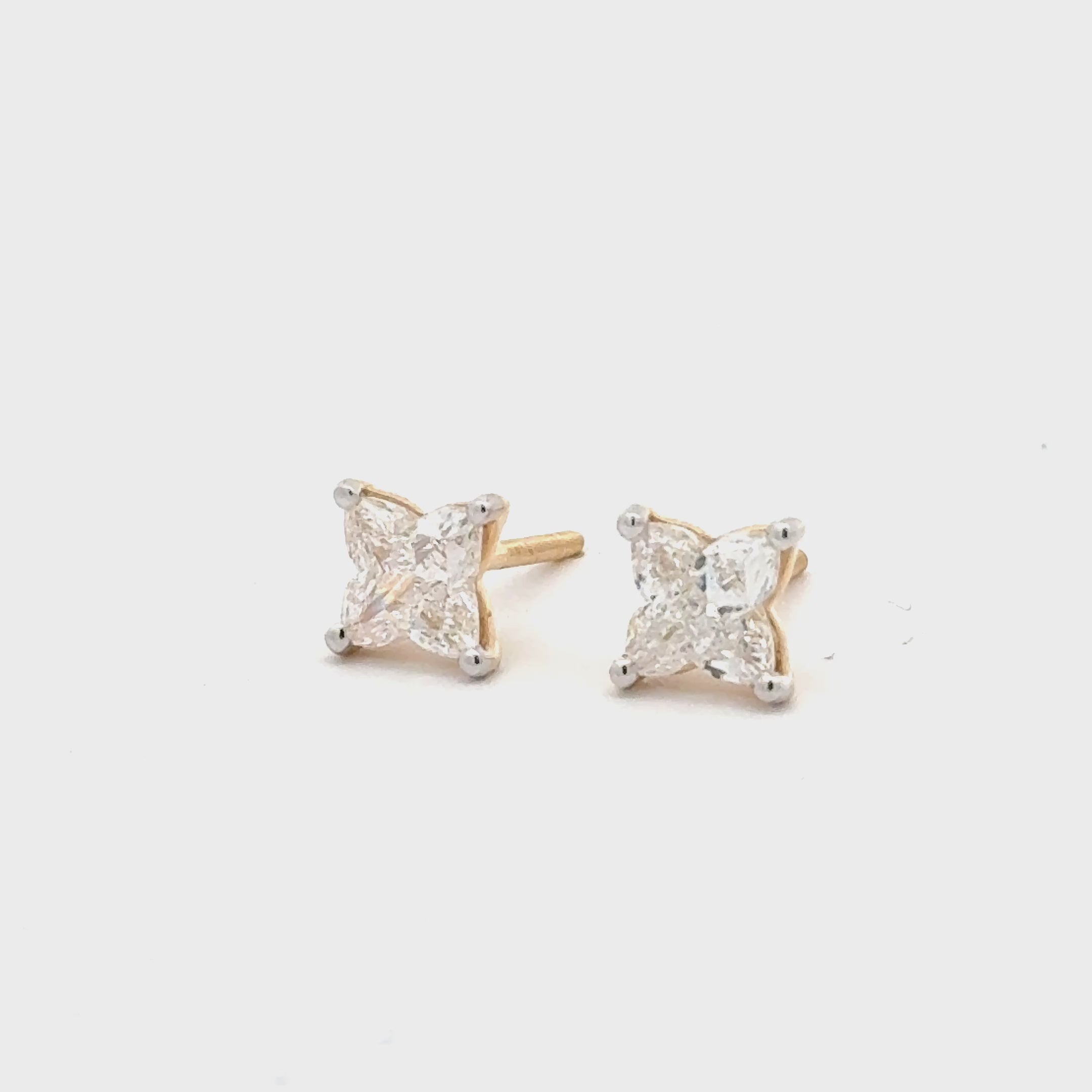 Lily cut lab diamond floral stud earrings video