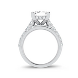14K gold princess-cut diamond engagement ring and wedding band set for women with hidden halo