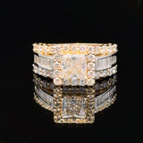 Princess-cut lab diamond engagement ring in 14k gold with a solitaire setting, featuring a sparkling central diamond.