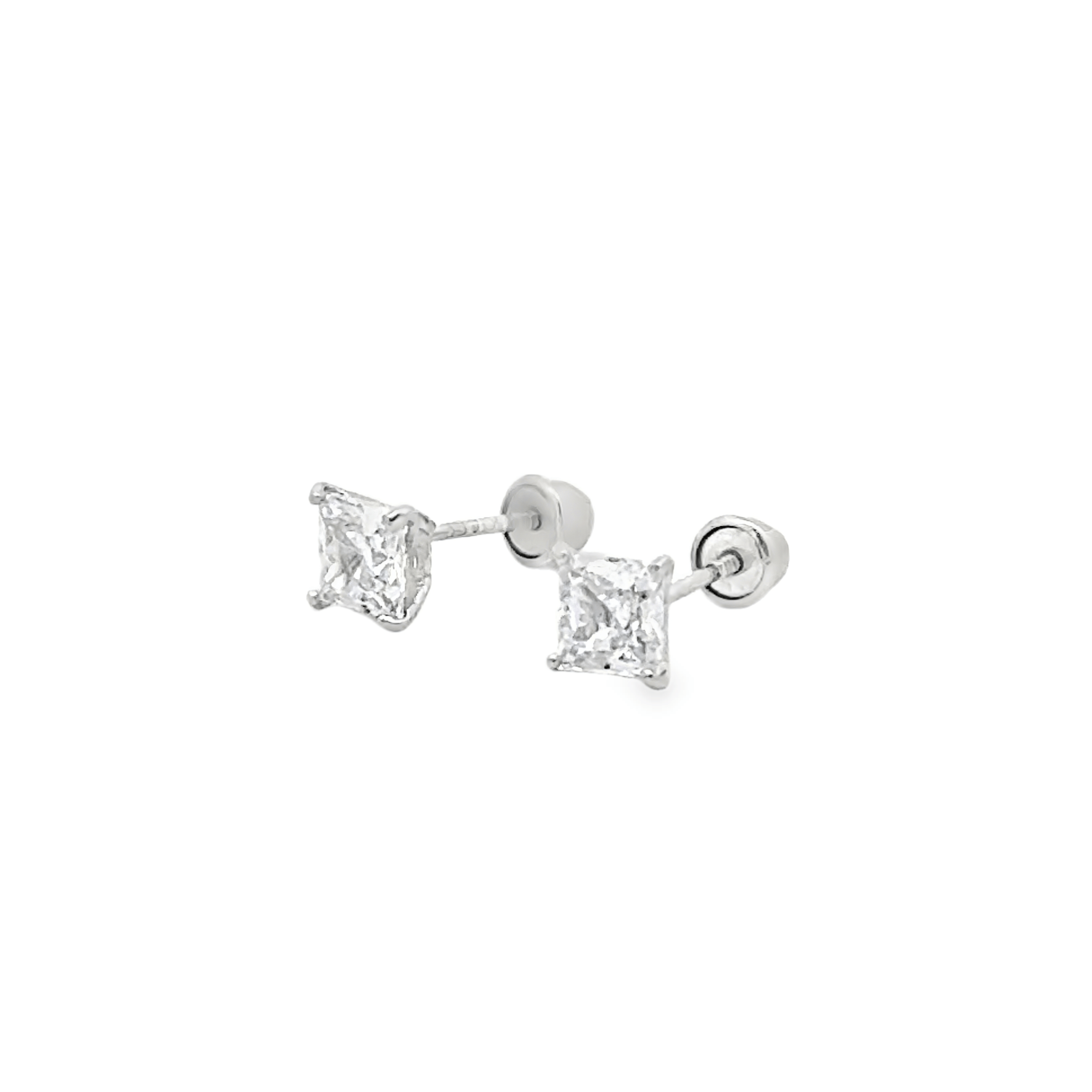 Princess Cut Stud Earrings in 14 Karat Gold - Solomon Jewelers
