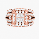 Four 1/6 CT. T.W. lab-grown diamond princess-cut engagement ring in rose gold featuring a Solomon Jewelers design.