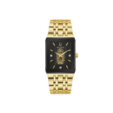 This men’s watch features a gold-tone stainless steel case, edge-to-edge faceted metalized mineral crystal, and the Basilica of Lady of Guadalupe etched on the case back.