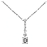 14KT White Gold Radiant-Cut Diamond Drop Necklace Front View