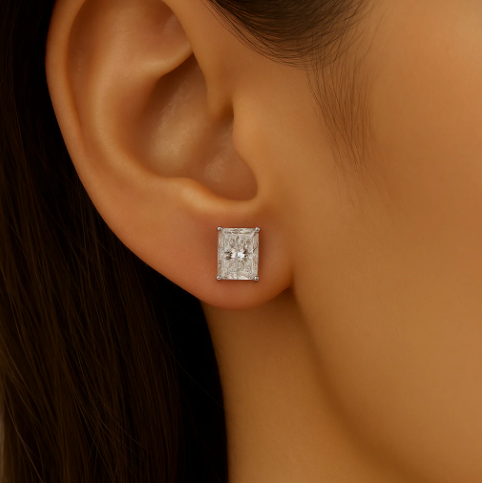 1.5 Carat Radiant Cut Diamond Stud Earrings in 14K White Gold – Solomon Jeweler"