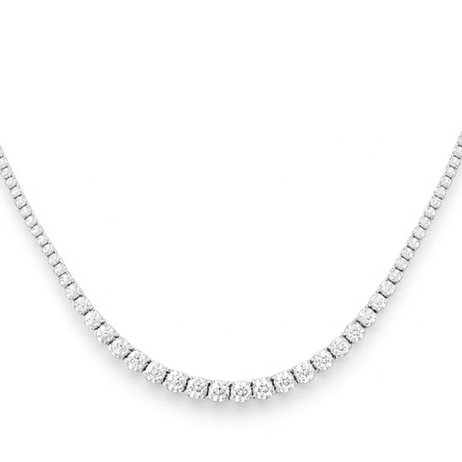 Women’s Graduated Diamond Tennis Necklace in White Gold