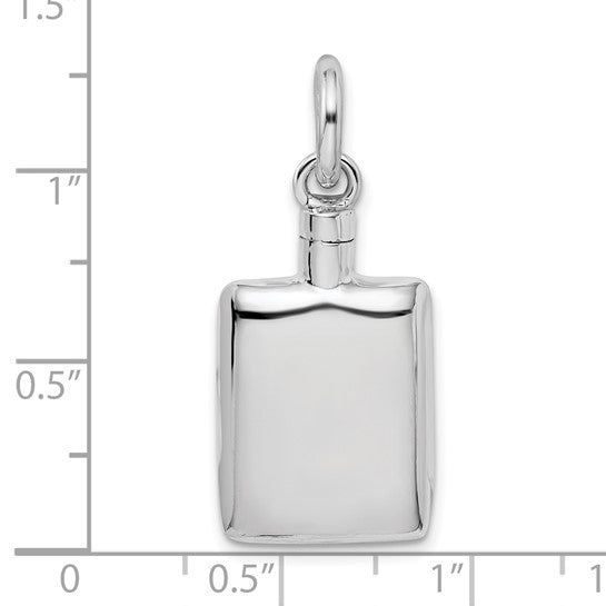 Sterling silver rectangle ash holder urn pendant designed to hold a small portion of ashes. A timeless memorial necklace for remembrance and comfort.