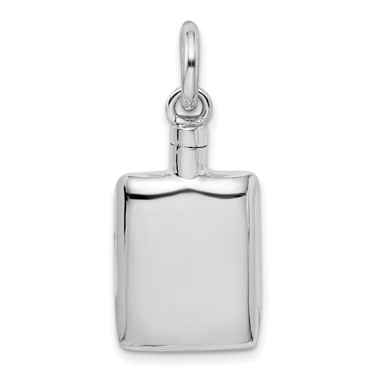 Sterling silver rectangle ash holder urn pendant designed to hold a small portion of ashes. A timeless memorial necklace for remembrance and comfort.