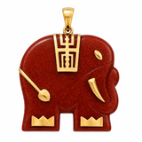 Shop a green jade elephant pendant with polished yellow gold accents—a distinctive symbol of strength, wisdom, protection and good fortune.