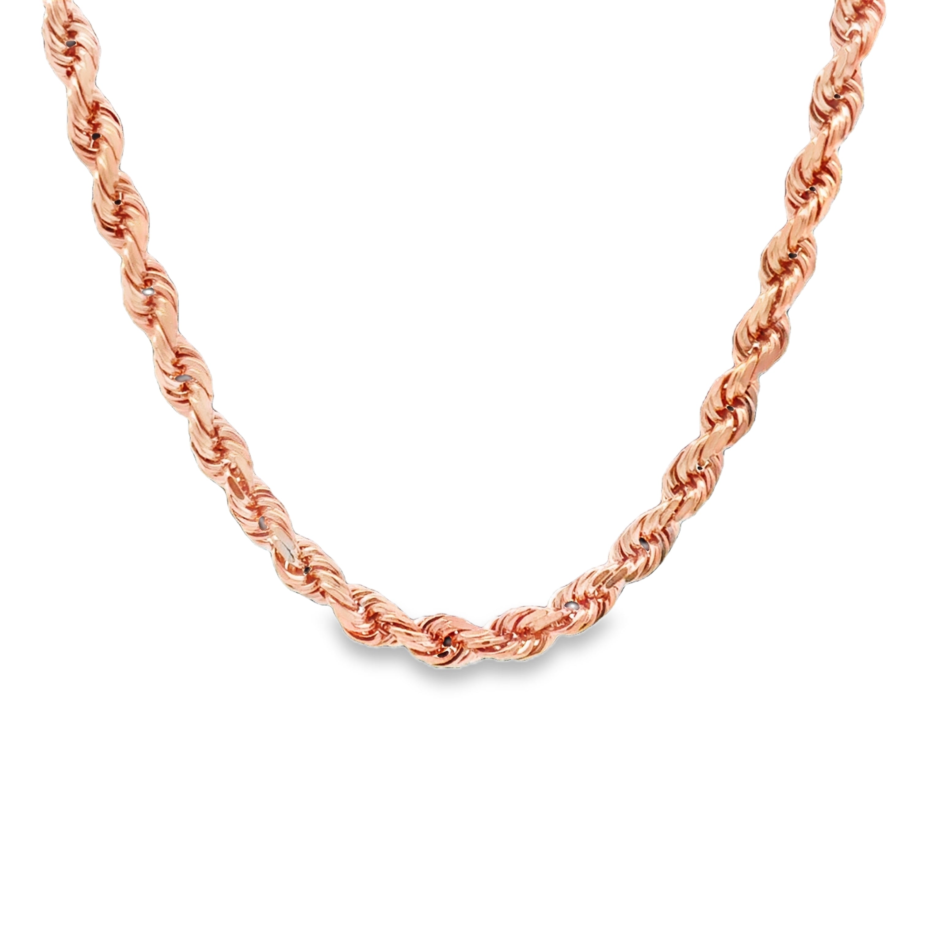 10 karat rose gold solid chain necklace with high polish finish