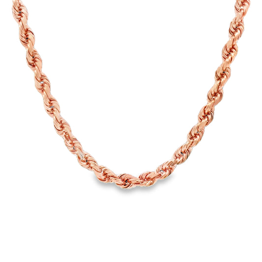10 karat rose gold solid chain necklace with high polish finish