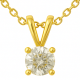 round solitaire diamond necklace in yellow gold