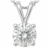 round solitaire diamond necklace in white gold