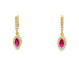 Yellow Gold Ruby Dangle Earrings for Women