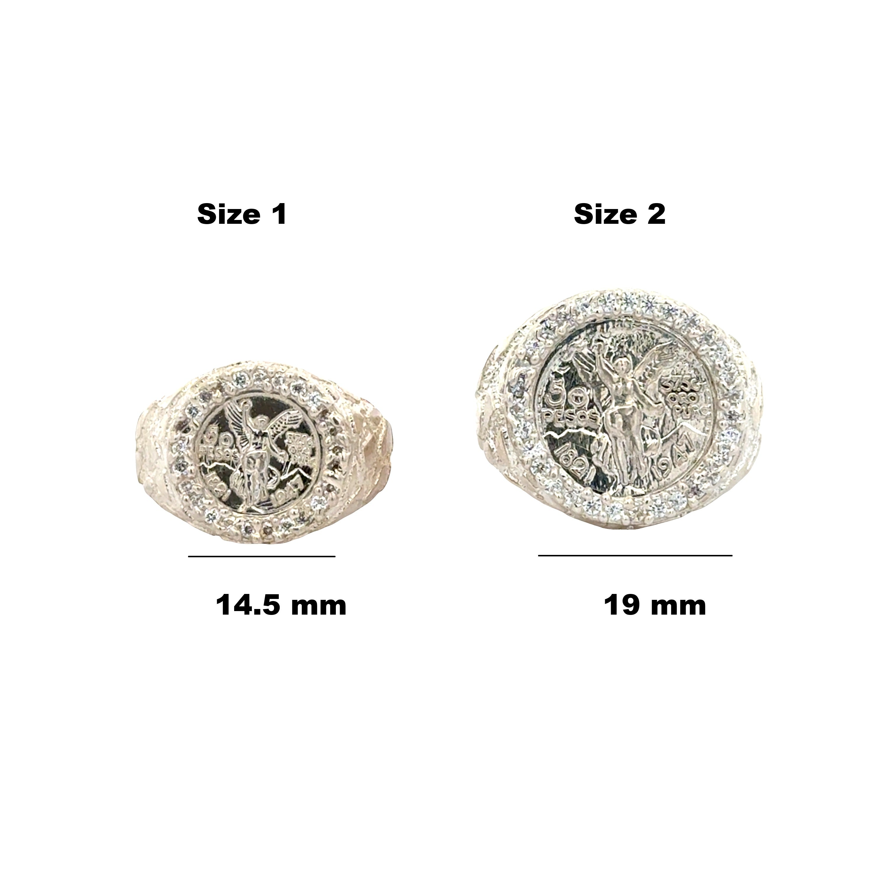 Sterling silver 50 peso centenario coin ring with winged victory design from Solomon Jeweler
