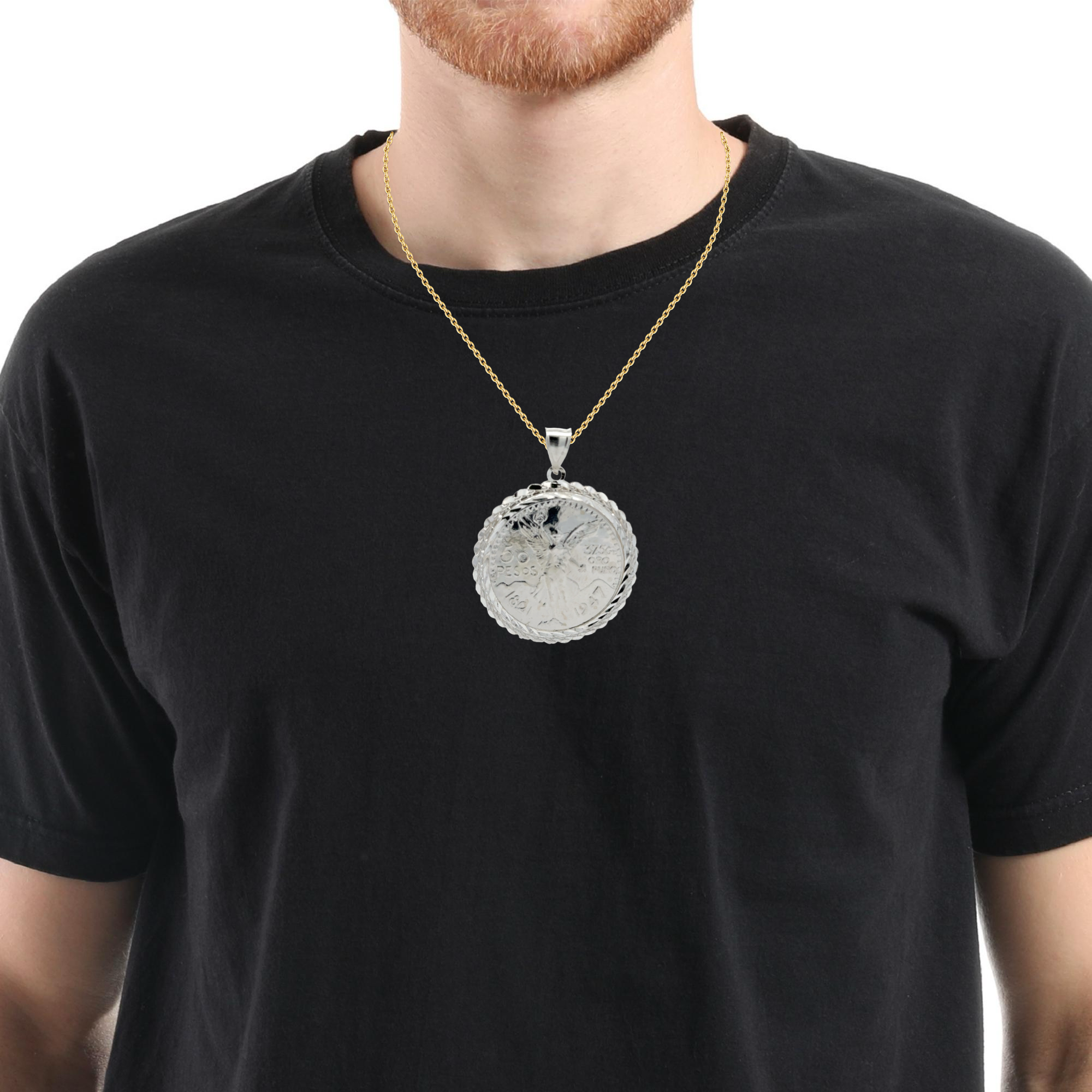 Sterling Silver 50 Peso Centenario Mexican Coin Pendant - Solomon Jewelers