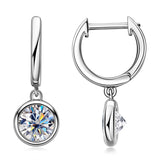 Moissanite Bezel Drop Earrings in Sterling Silver - Solomon Jewelers