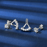 Moissanite Jacket Stud Earrings in Sterling Silver - Solomon Jewelers